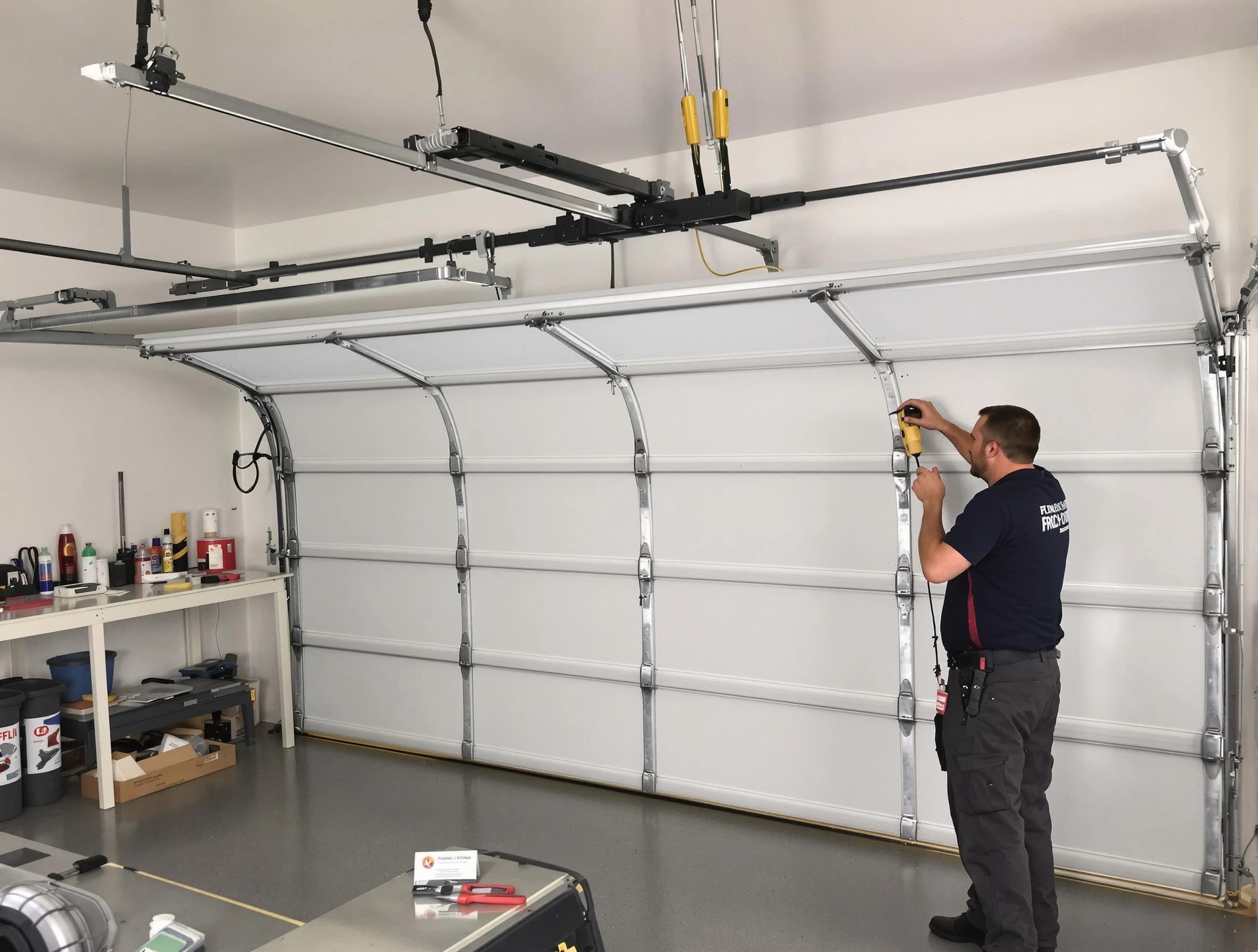 Allison Park Garage Door Repair certified technician performing overhead door system repair in Allison Park