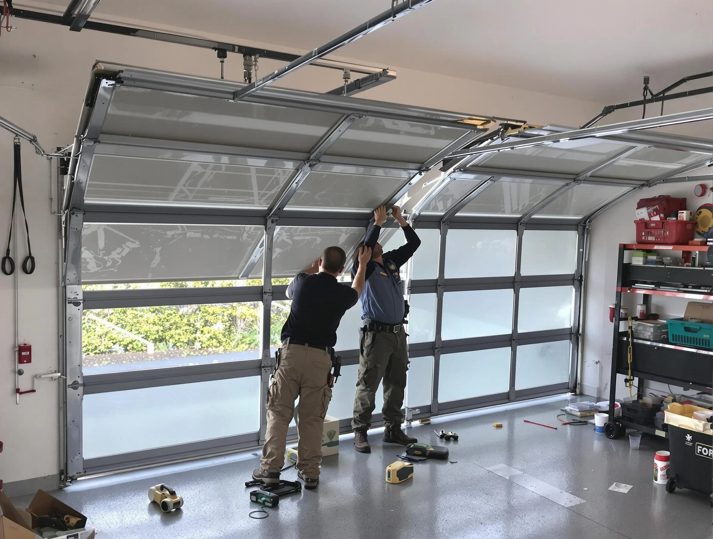 Allison Park Garage Door Repair expert performing precise panel replacement on Allison Park garage door