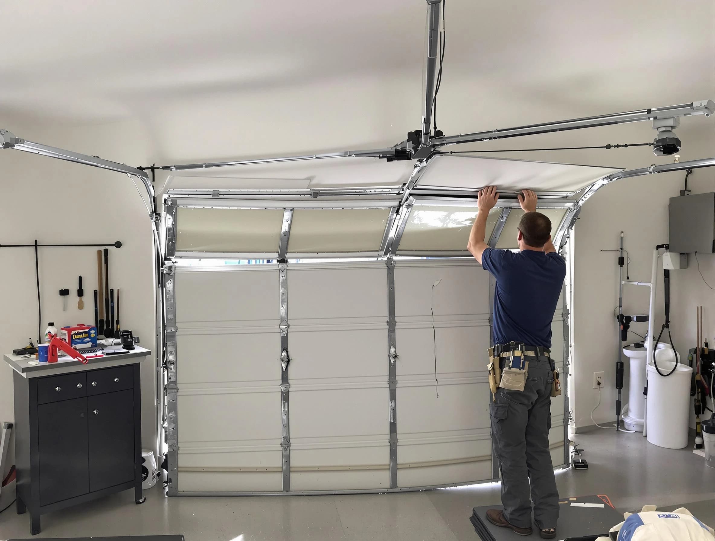 Allison Park Garage Door Repair specialist performing precise section replacement on Allison Park garage door