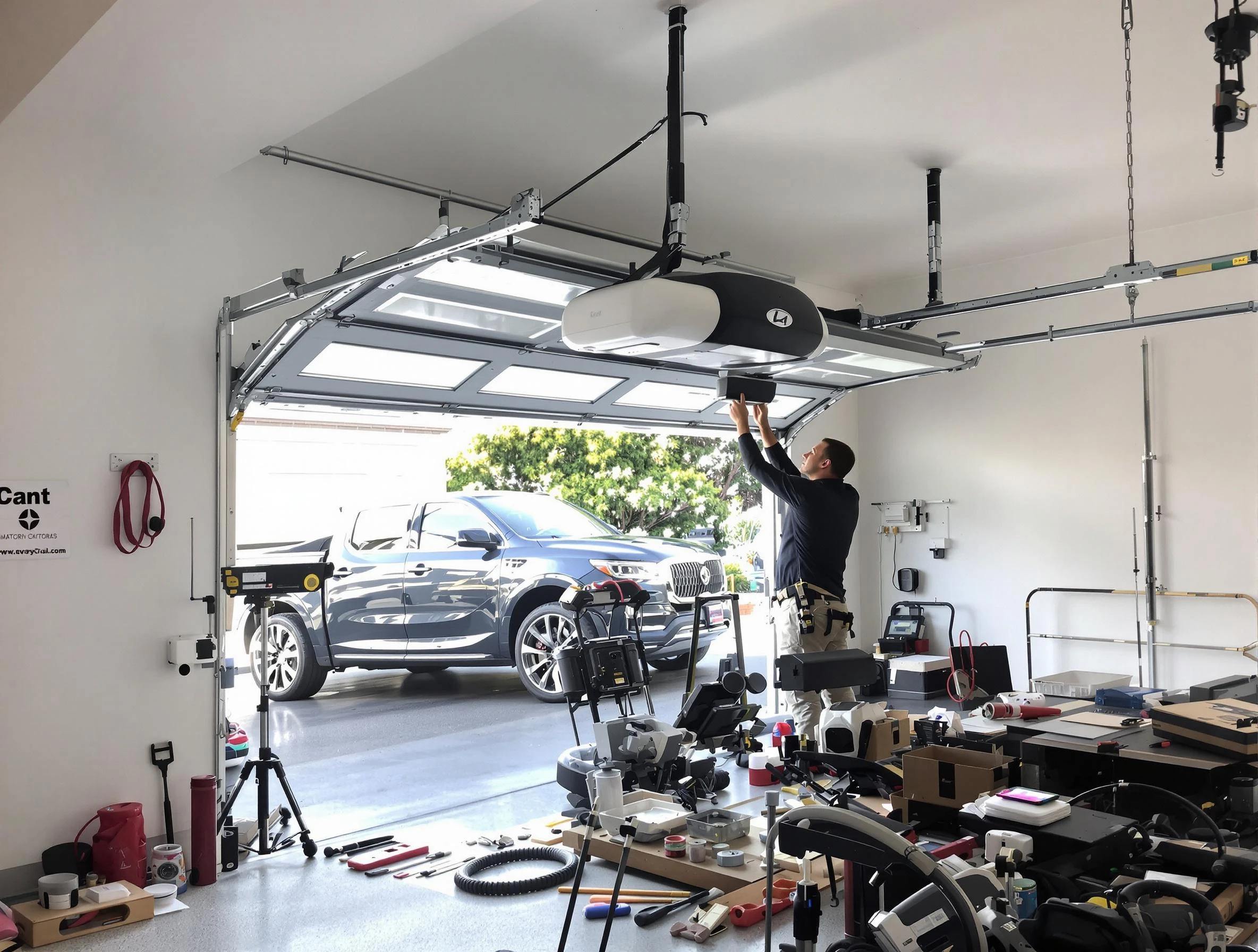Allison Park Garage Door Repair specialist installing smart garage door opener system in Allison Park home