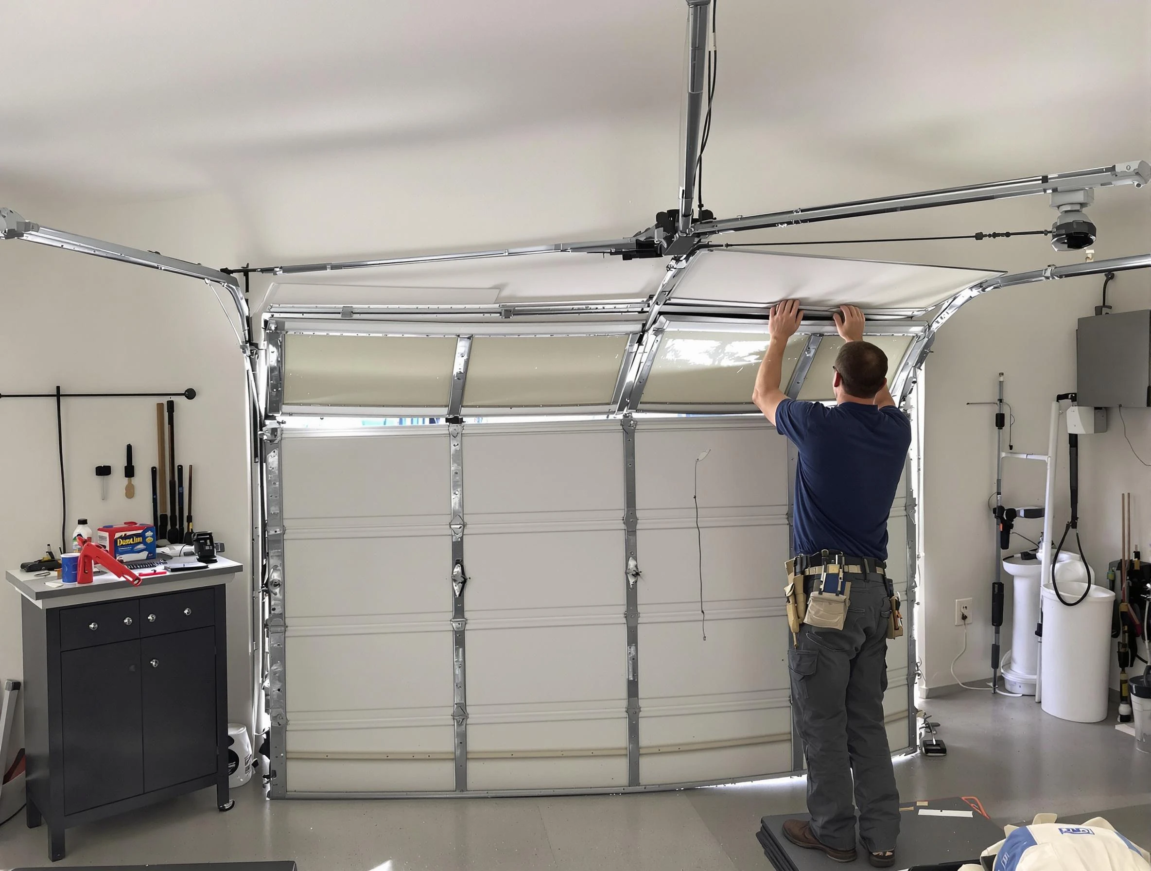 Allison Park Garage Door Repair specialist performing precise section replacement on Allison Park garage door